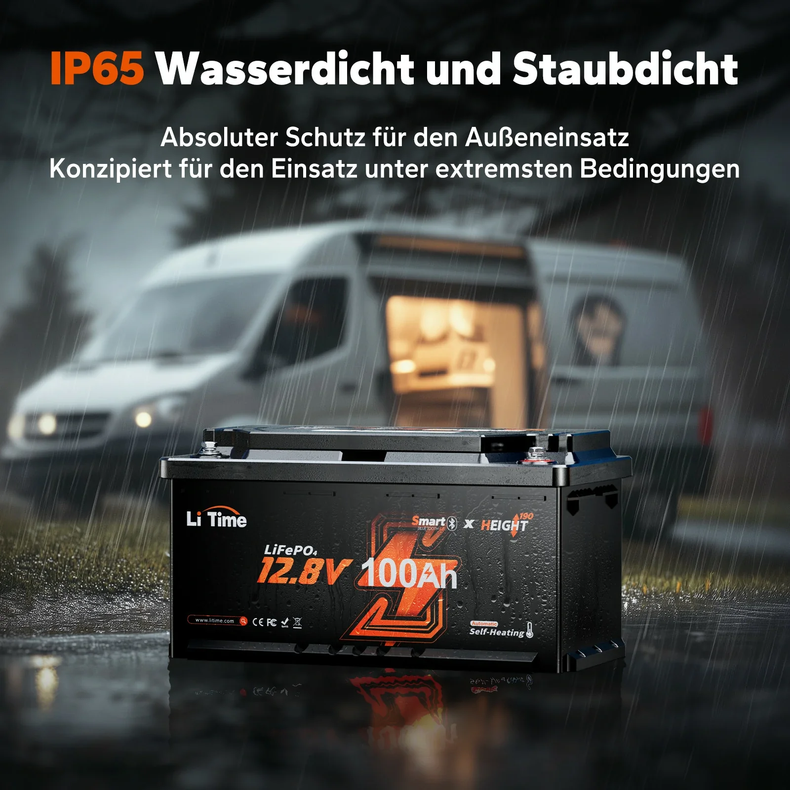 LiFePO4 12V 100Ah H190 Batterie – 200A Dauerstrom für Wohnmobil-Mover mit Bluetooth, Heizung & Untersitz DIN H8 - Image 8