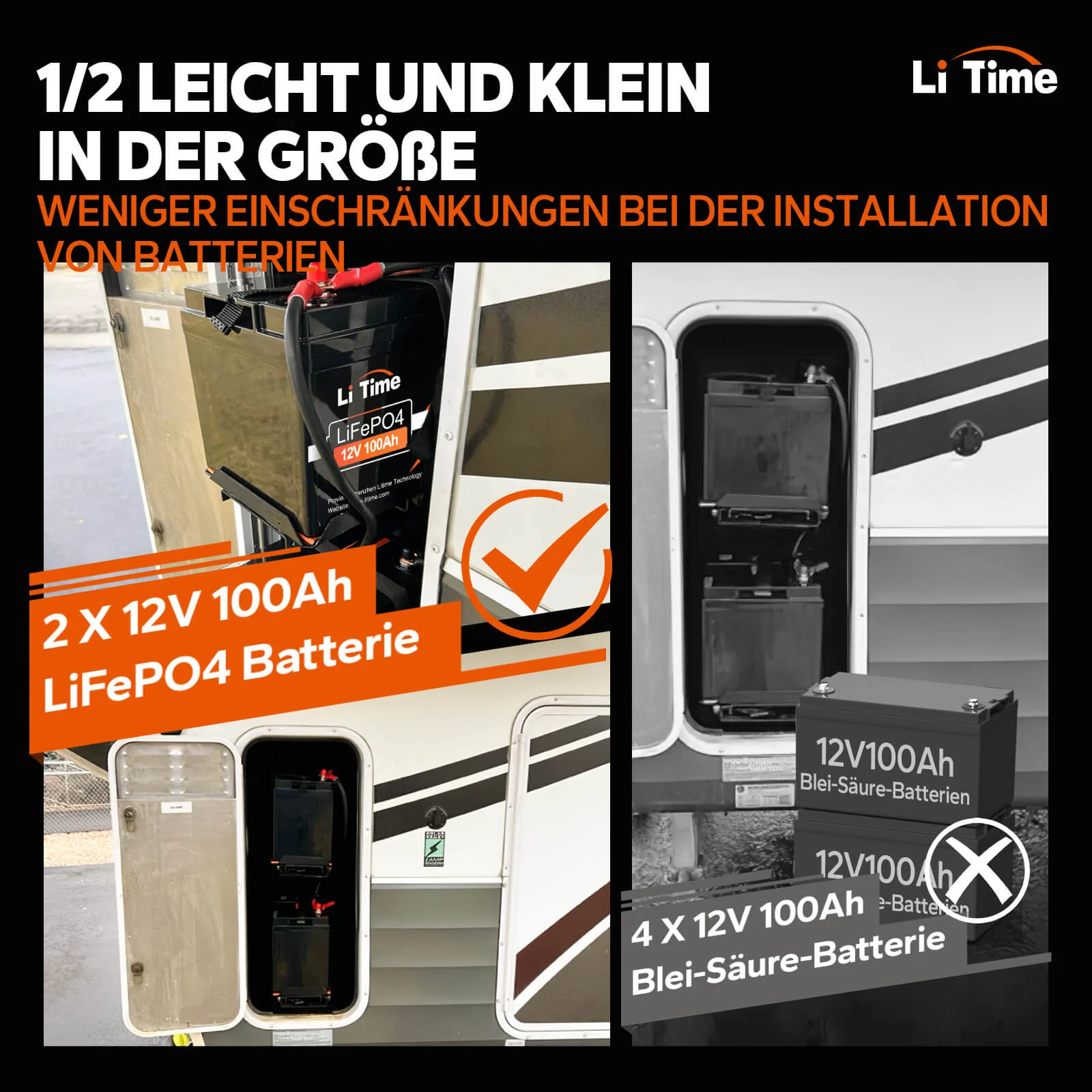 LiTime LiFePO4 12V 100Ah Tiefentladung Lithium Batterie - Image 6
