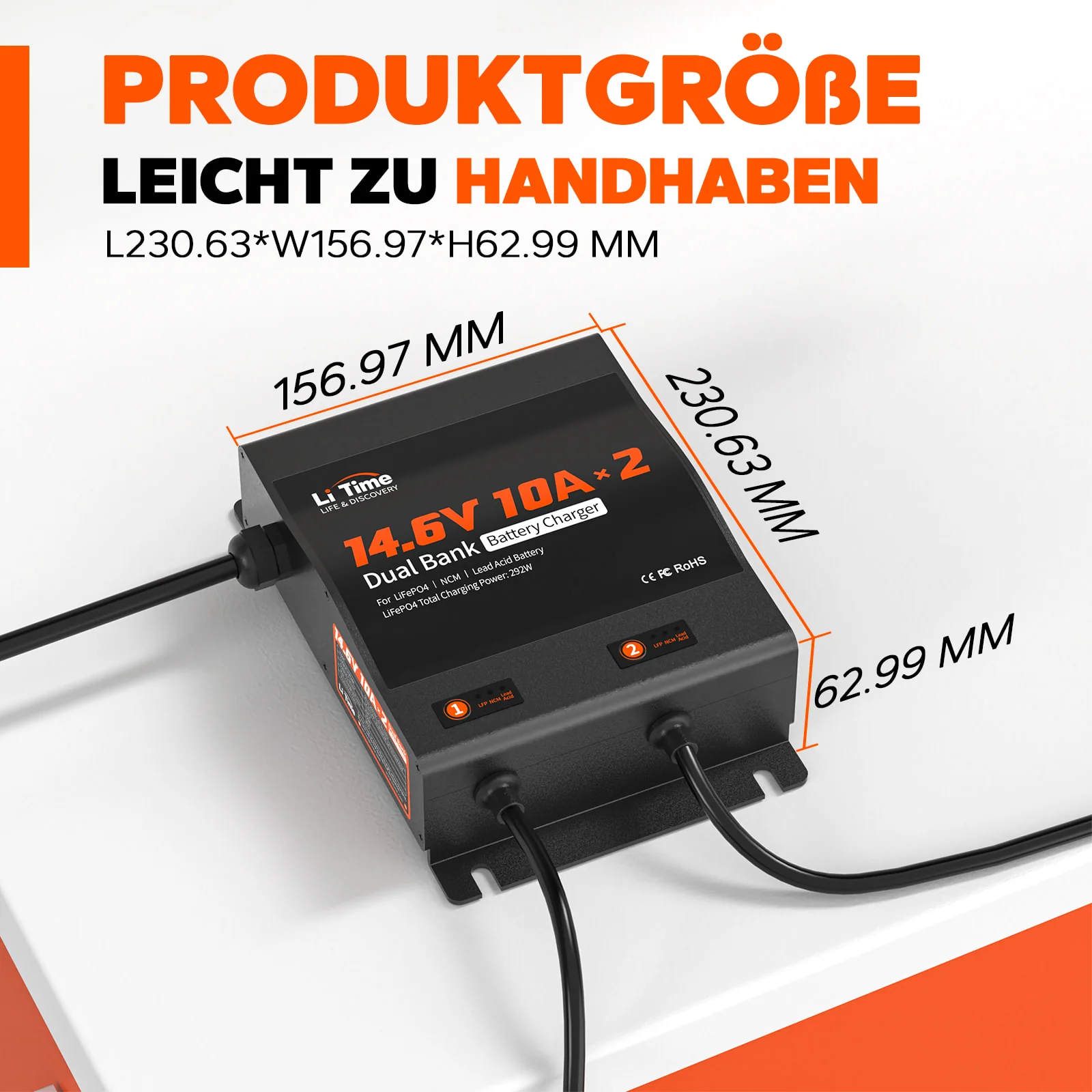 LiTime 14.6V 10A 2-Bank Batterieladegerät IP65 Wasserdicht - Image 11