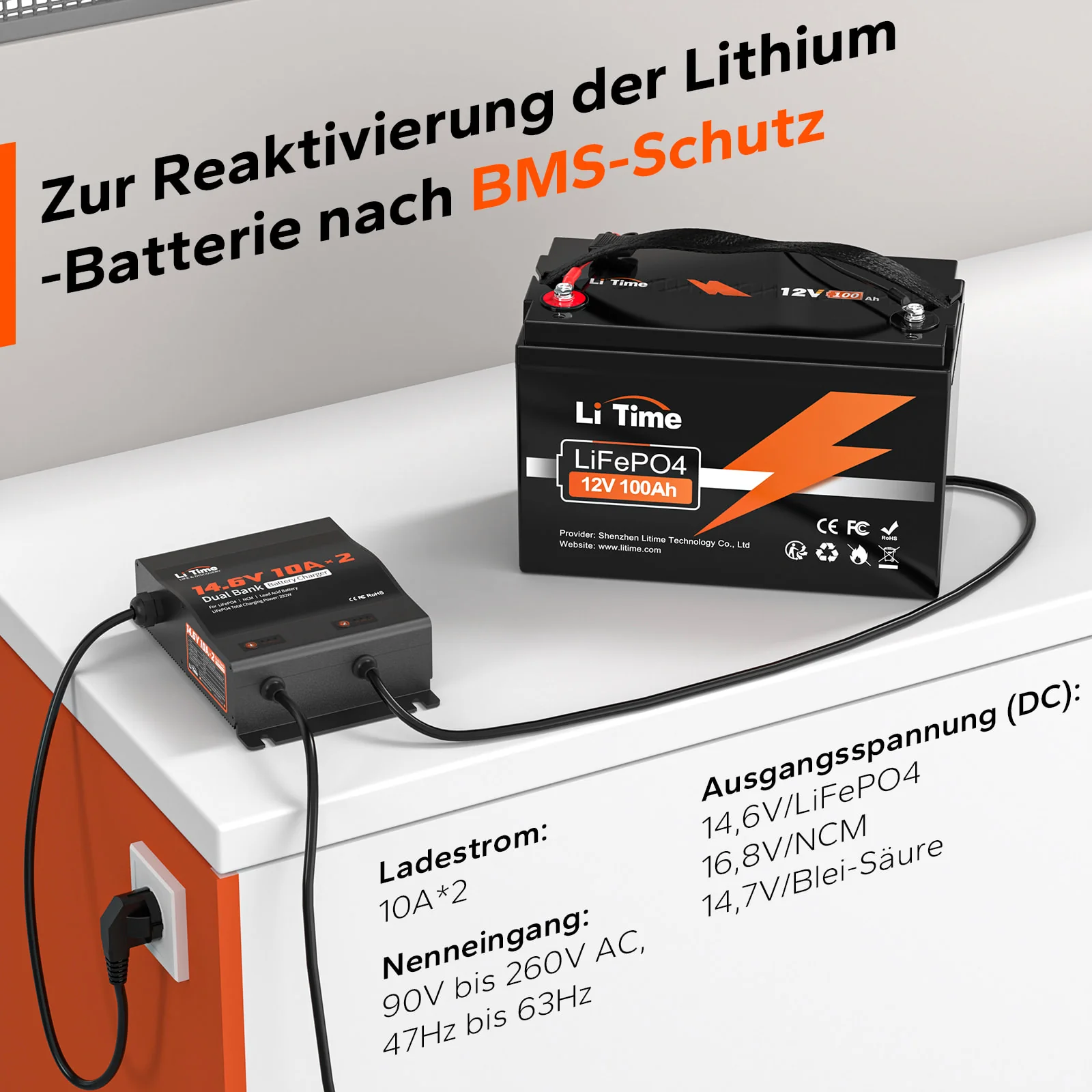LiTime 14.6V 10A 2-Bank Batterieladegerät IP65 Wasserdicht - Image 5