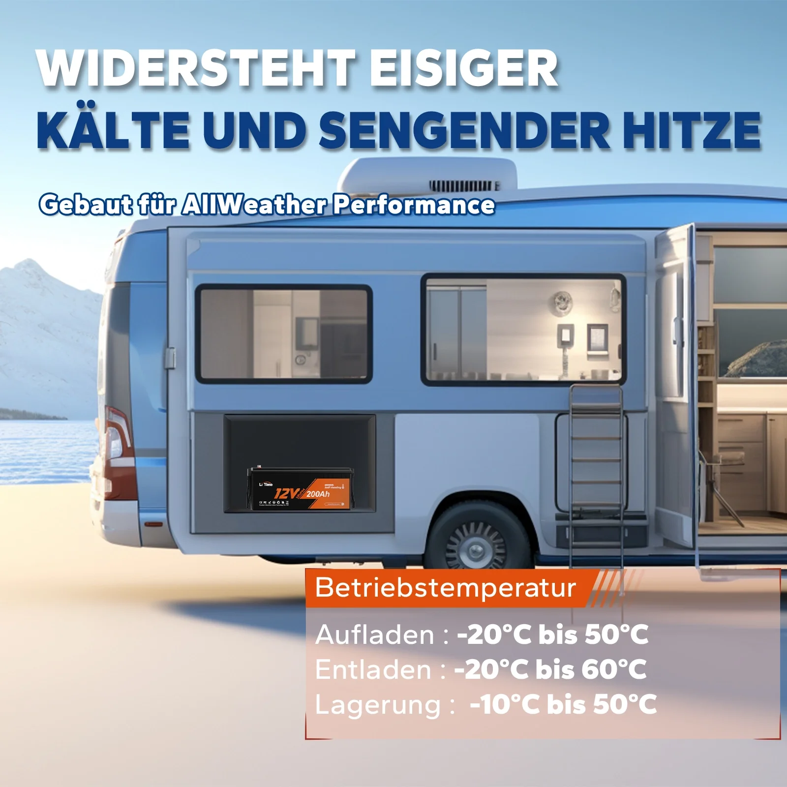 【Nicht mehr erhältlich】12V 200Ah Selbstwärmende und Low-Temp Schutz Deep Cycle LiFePO4 Batterie - Image 3