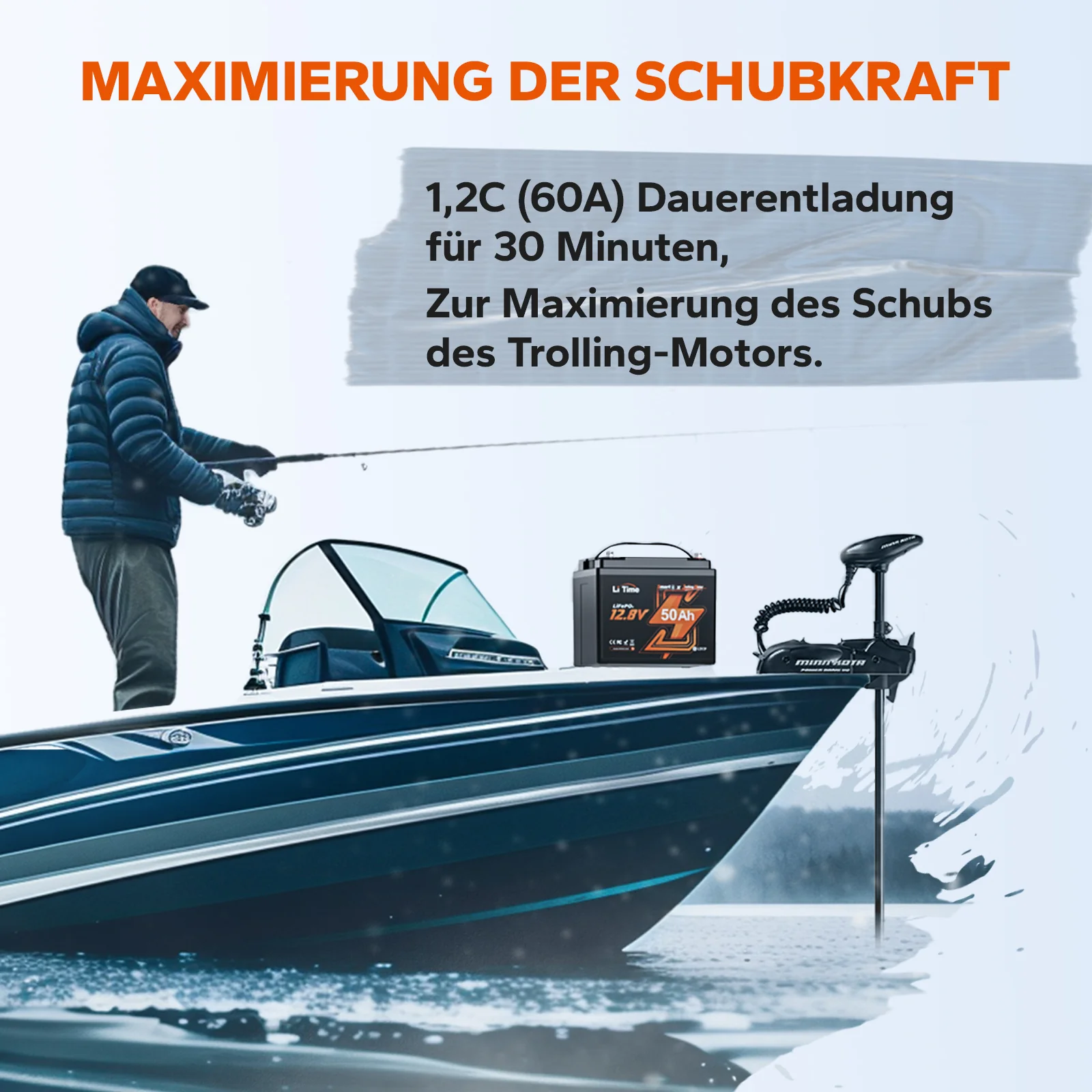 LiFePO4 12V 50Ah Bluetooth Kälteschutz Deep Cycle Lithium Batterie für Elektro Bootsmotor - Image 5