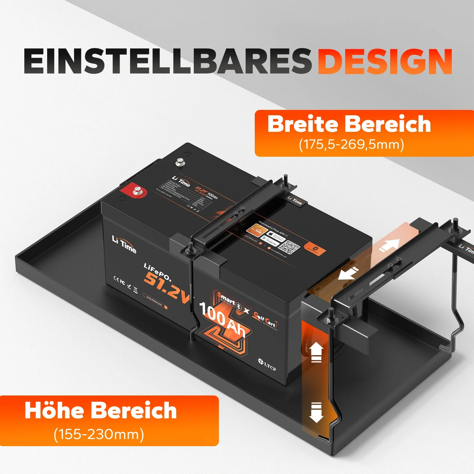 LiTime Schwerlast-Batteriehalterungsset für Golfwagen mit Klemmen und Bolzen - Image 5