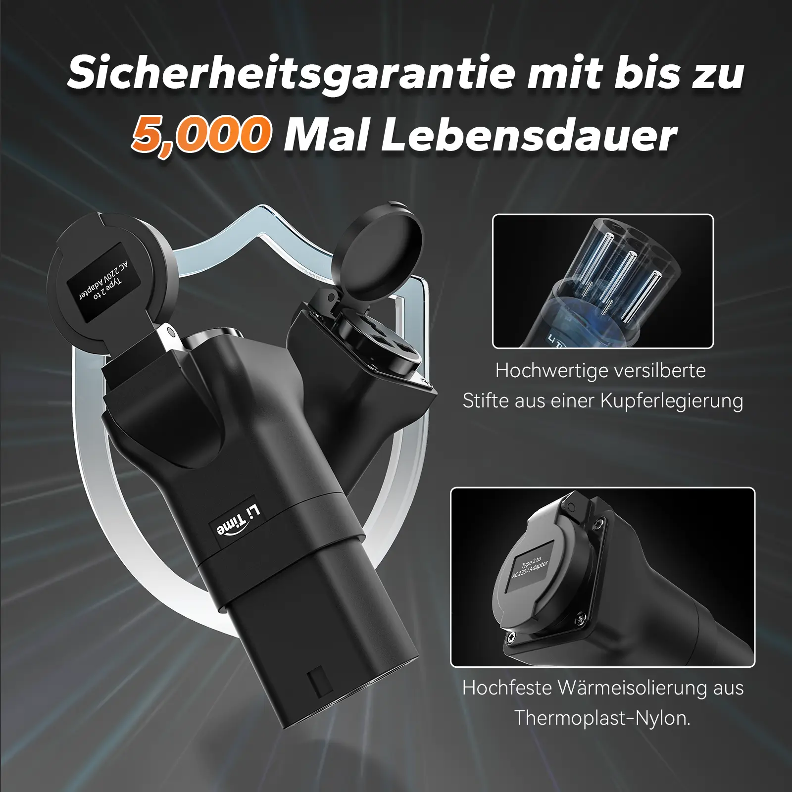 Universeller AC-EV-Ladestation-Adapter Typ 2 auf Schuko Stecker, ideal für E-Bikes, Scooter und Lithium-Batterieladegeräte - Image 5