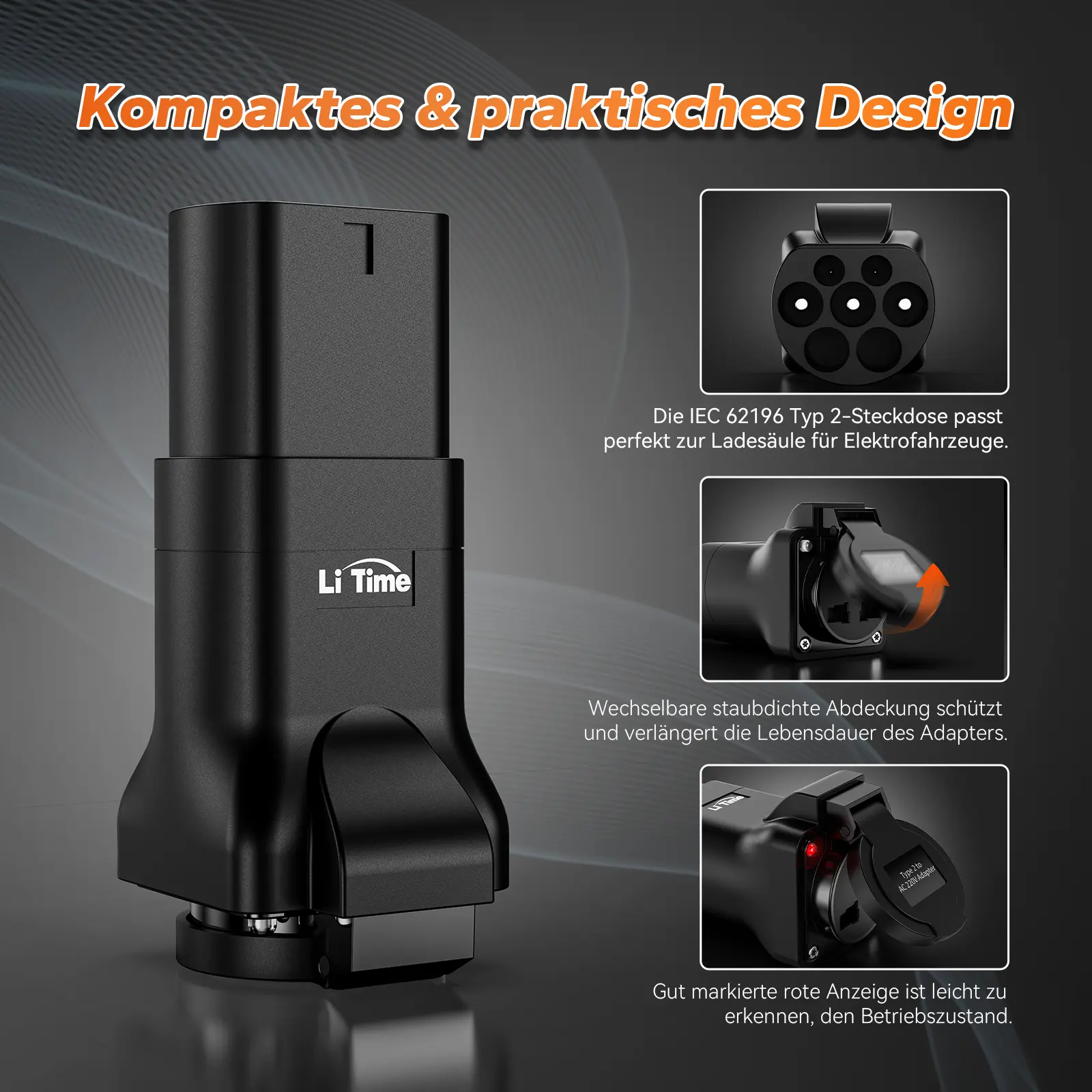 Universeller AC-EV-Ladestation-Adapter Typ 2 auf Schuko Stecker, ideal für E-Bikes, Scooter und Lithium-Batterieladegeräte - Image 6