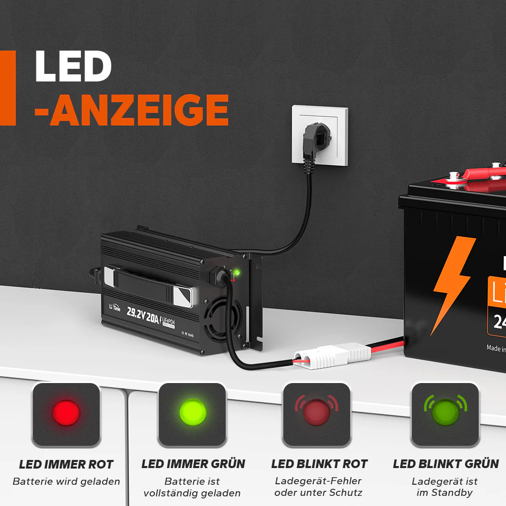 LiTime 29.2V 20A Lithium Batterieladegerät für 24V LiFePO4 Lithium Batterie - Image 3