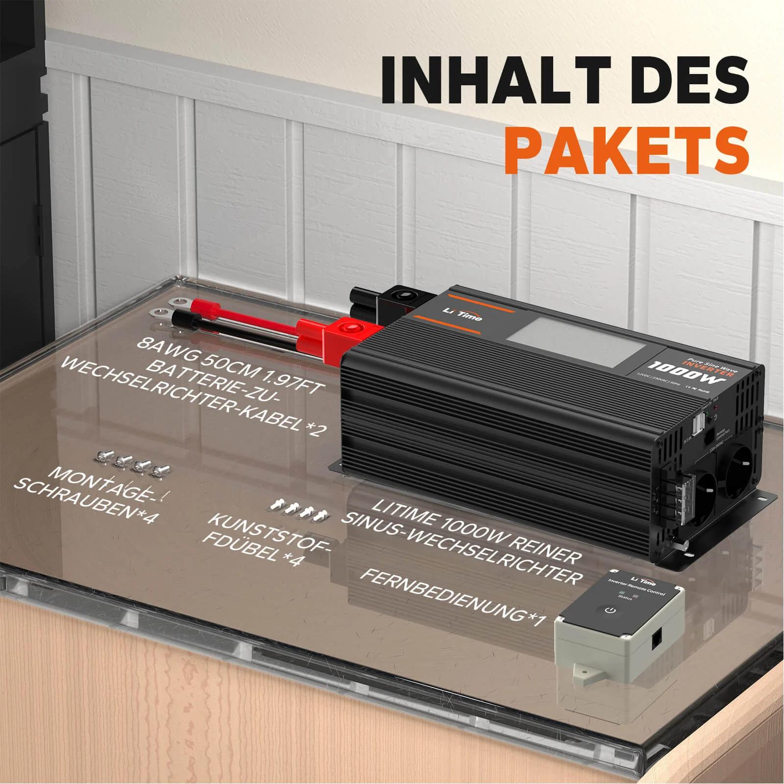 LiTime 1000W Reiner Sinsuswellen Wechselrichter 12VDC zu 230VAC Konverter - Image 8