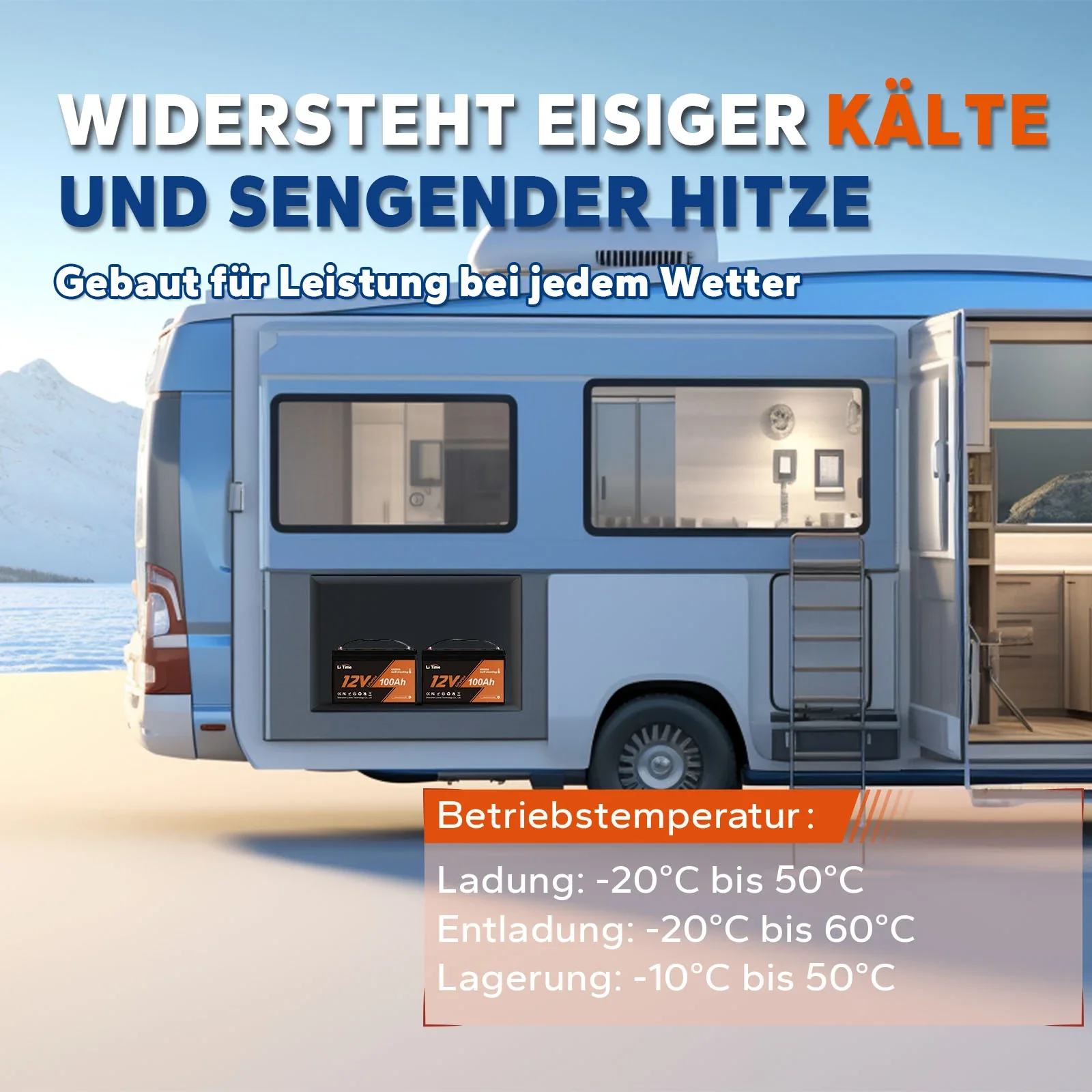 LiTime 12V 100Ah LiFePO4 Batterie mit Heizung, Low-Temp Schutz Deep Cycle LiFePO4 Batterie - Image 5