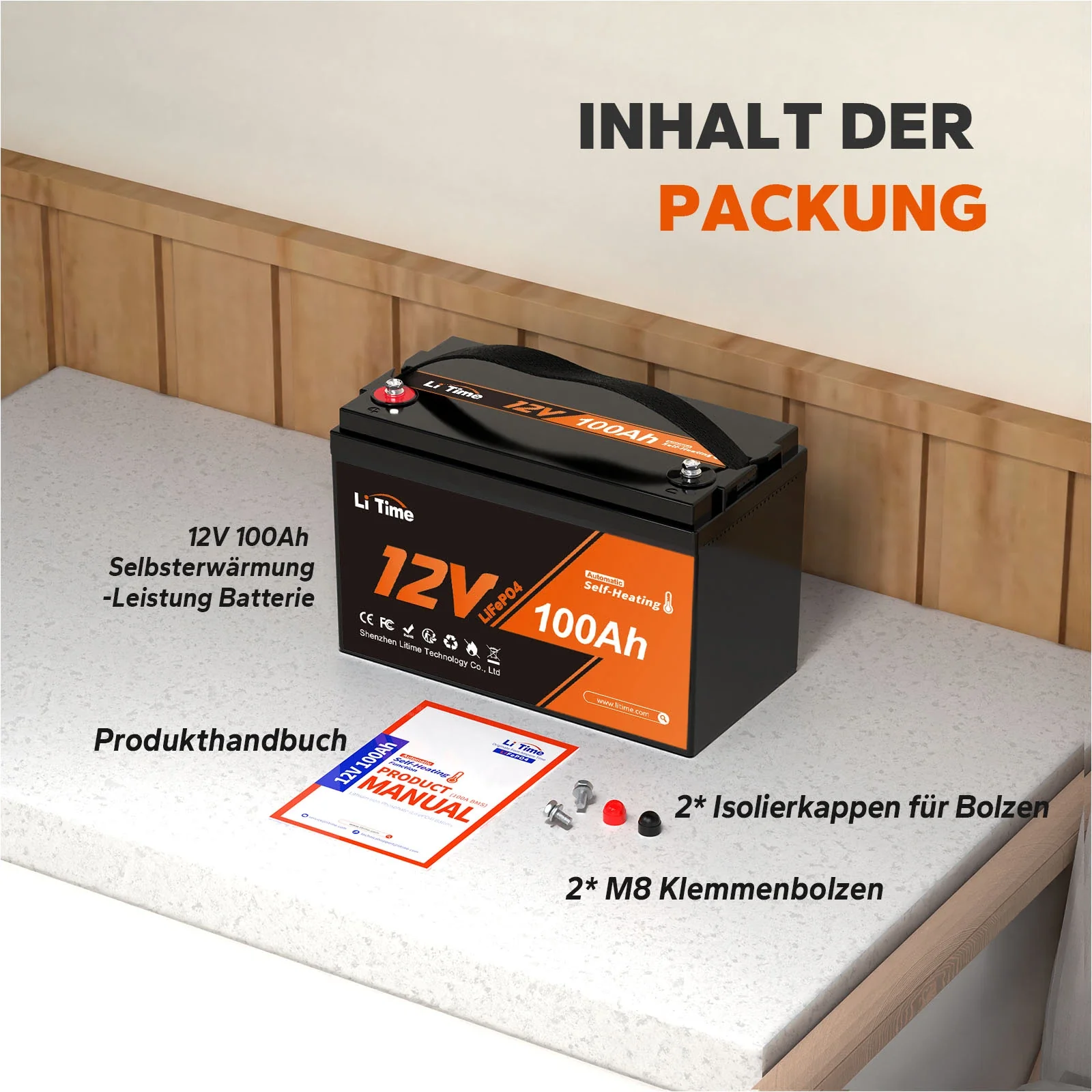 LiTime 12V 100Ah LiFePO4 Batterie mit Heizung, Low-Temp Schutz Deep Cycle LiFePO4 Batterie - Image 7