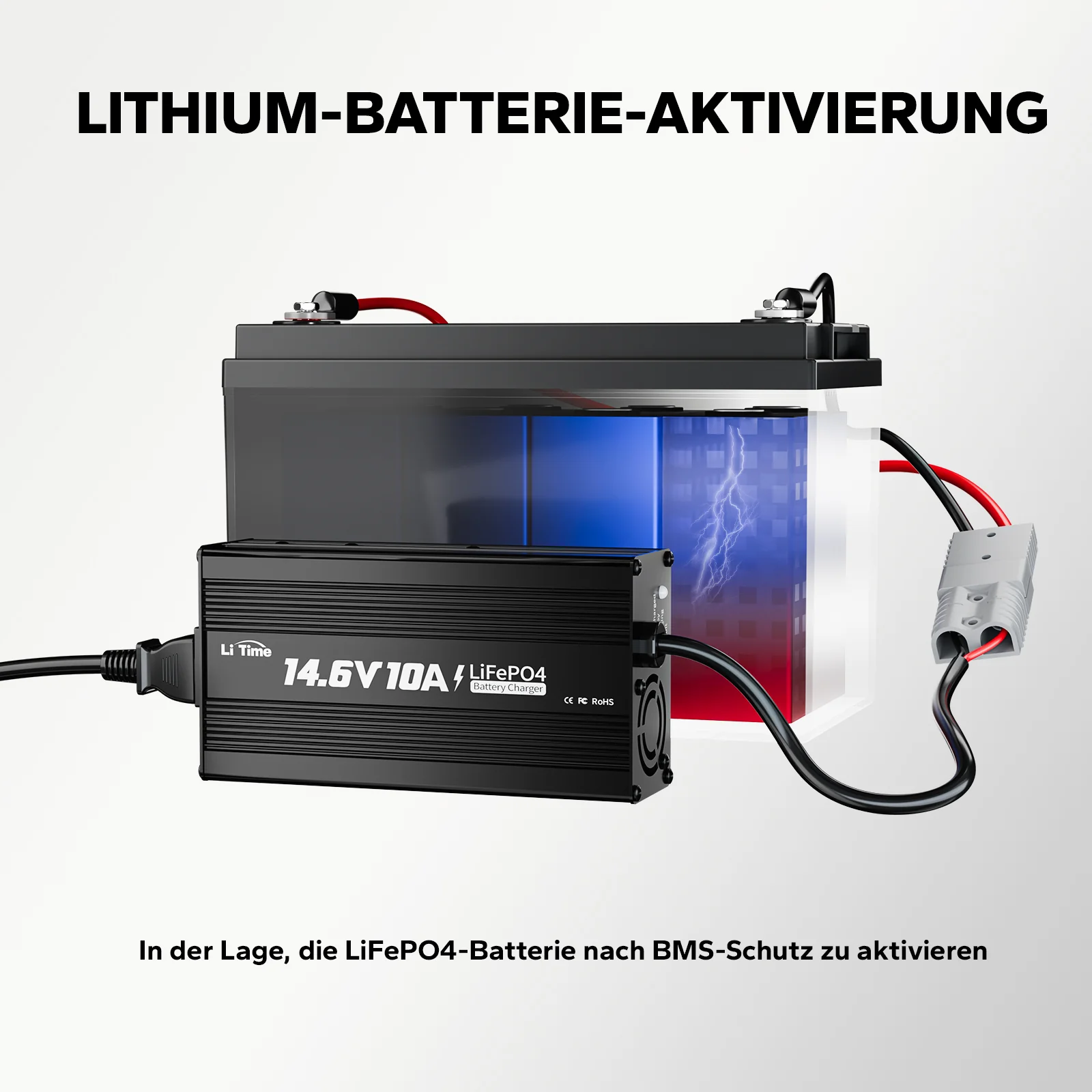 LiTime 14.6V 10A Lithium Batterieladegerät für 12V LiFePO4 Lithium Batterie - Image 3