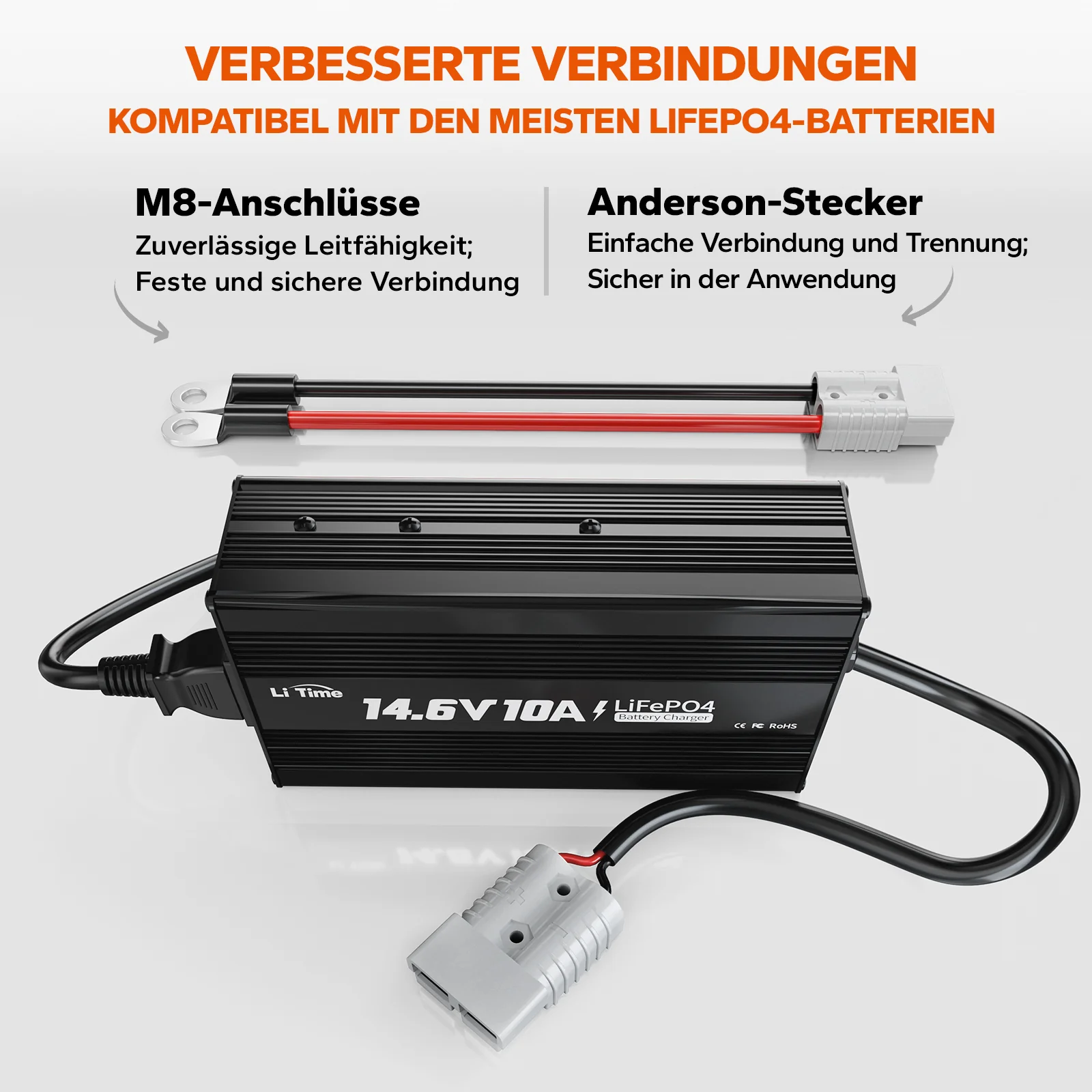 LiTime 14.6V 10A Lithium Batterieladegerät für 12V LiFePO4 Lithium Batterie - Image 5
