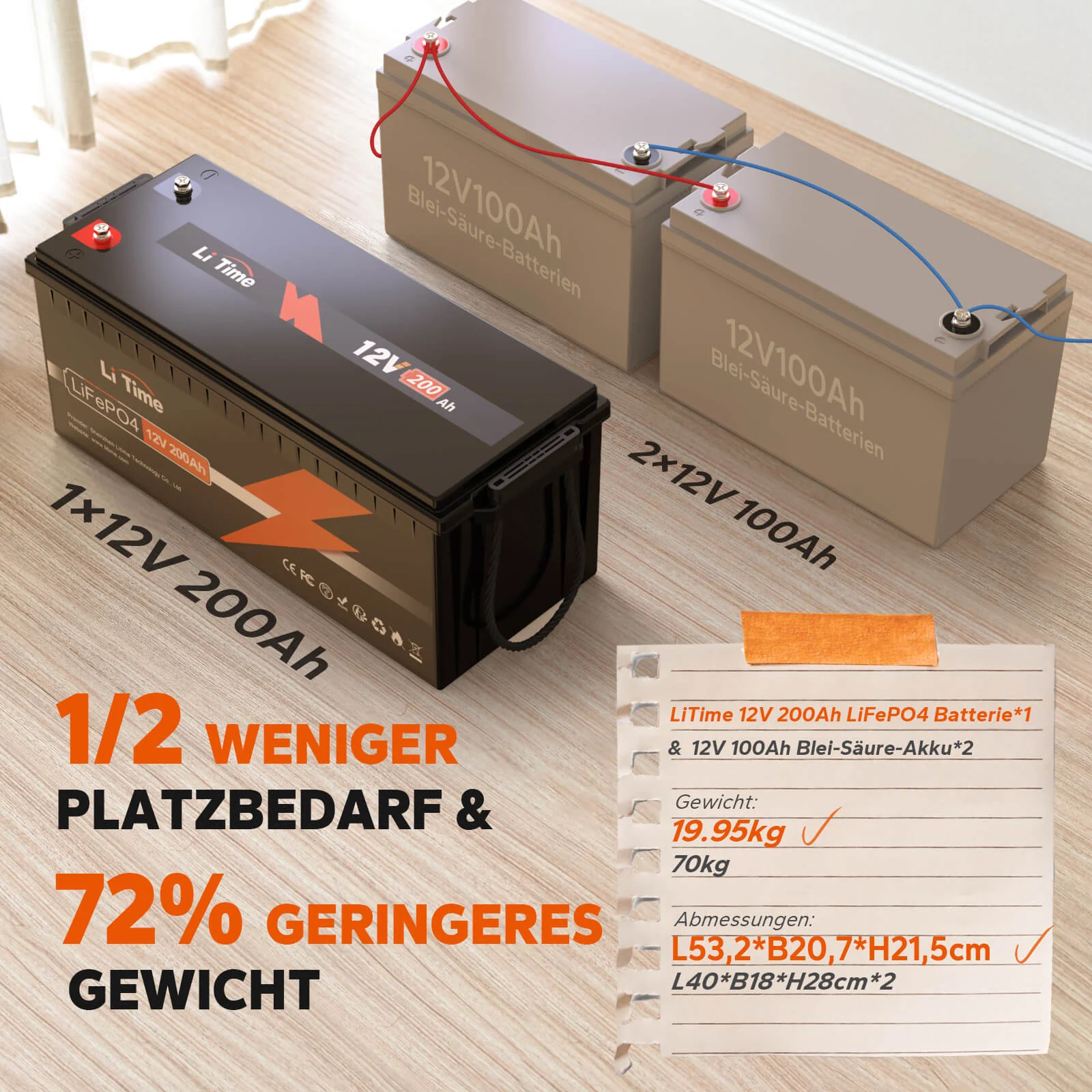 【Nicht mehr erhältlich】LiTime LiFePO4 Akku 12V 200Ah Deep Cycle Lithium Batterie - Image 3