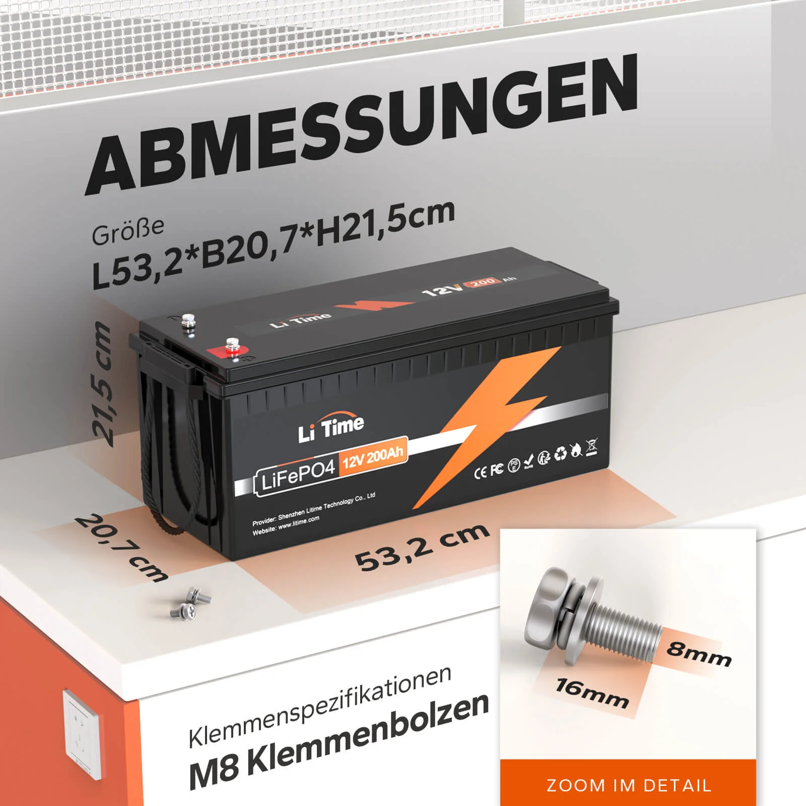 【Nicht mehr erhältlich】LiTime LiFePO4 Akku 12V 200Ah Deep Cycle Lithium Batterie - Image 6