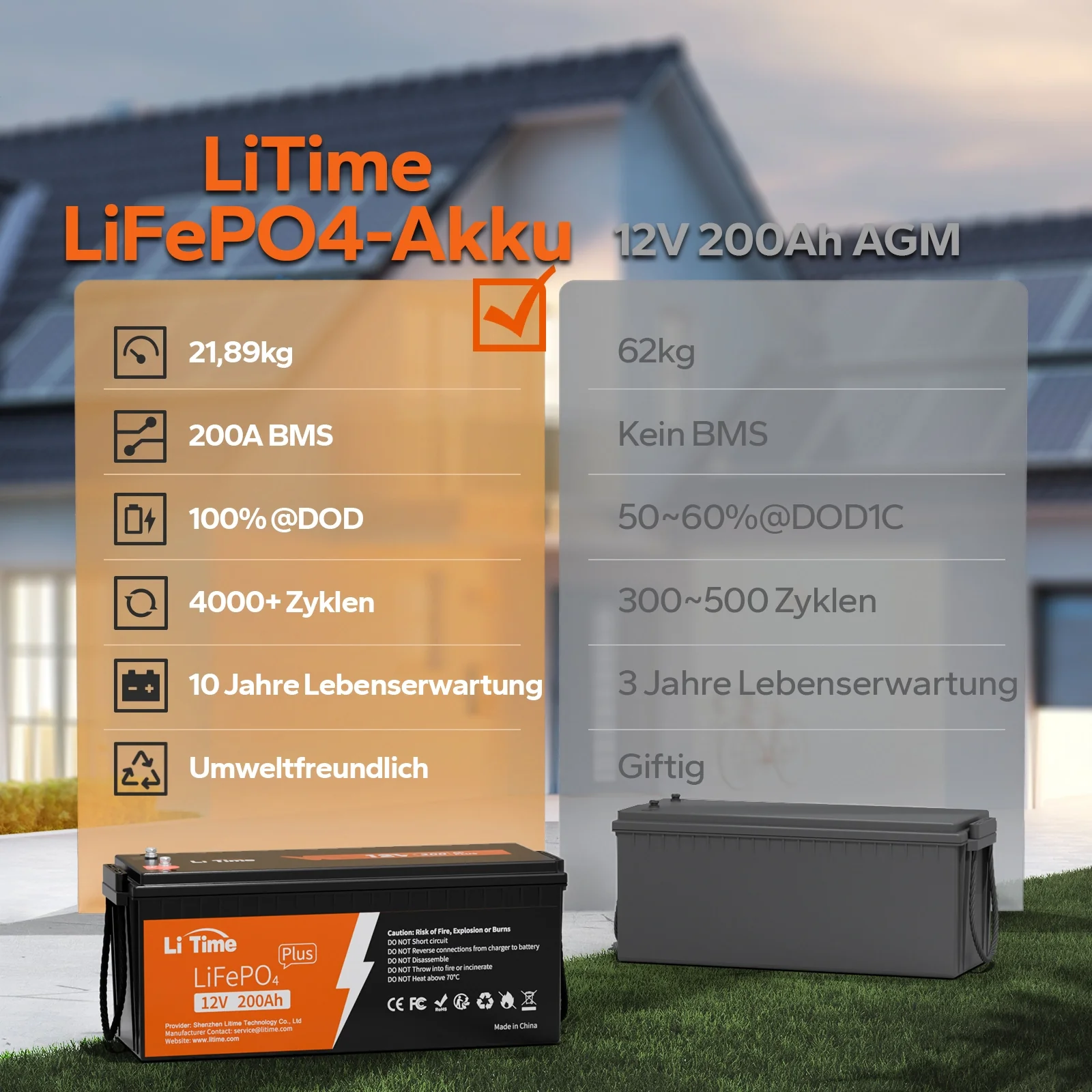 LiTime 12V 200Ah Plus Deep Cycle LiFePO4 Lithium Batterie – 200A BMS - Image 3