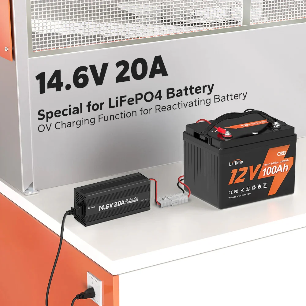 LiTime 14.6V 20A Lithium Batterieladegerät für 12V LiFePO4 Lithium Batterie - Image 3