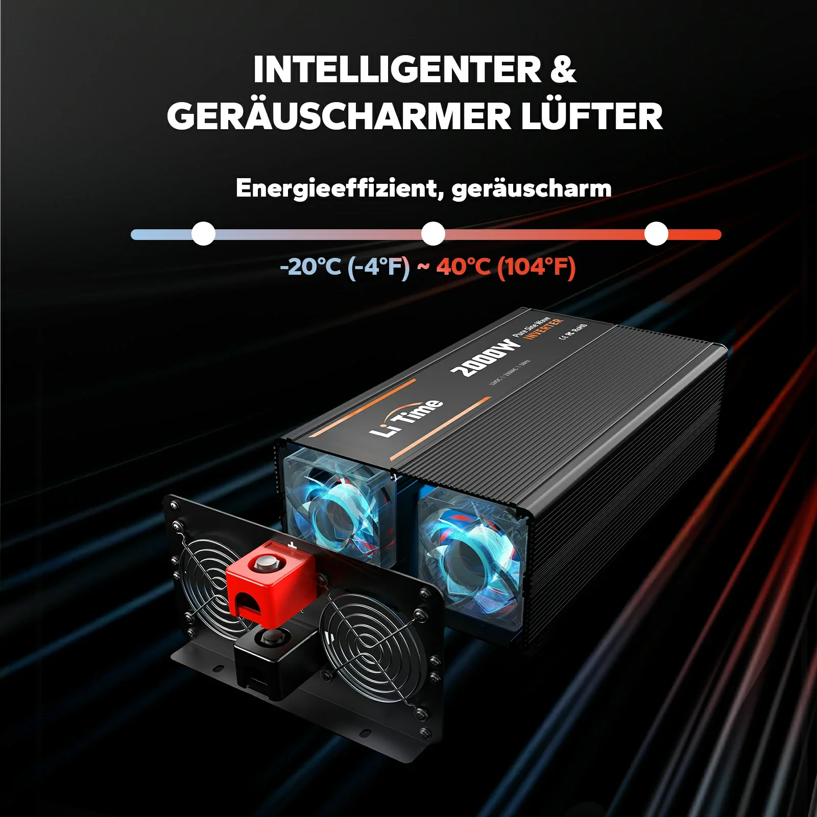 LiTime 2000W Reiner Sinsuswellen Wechselrichter 12VDC zu 230VAC Konverter - Image 6