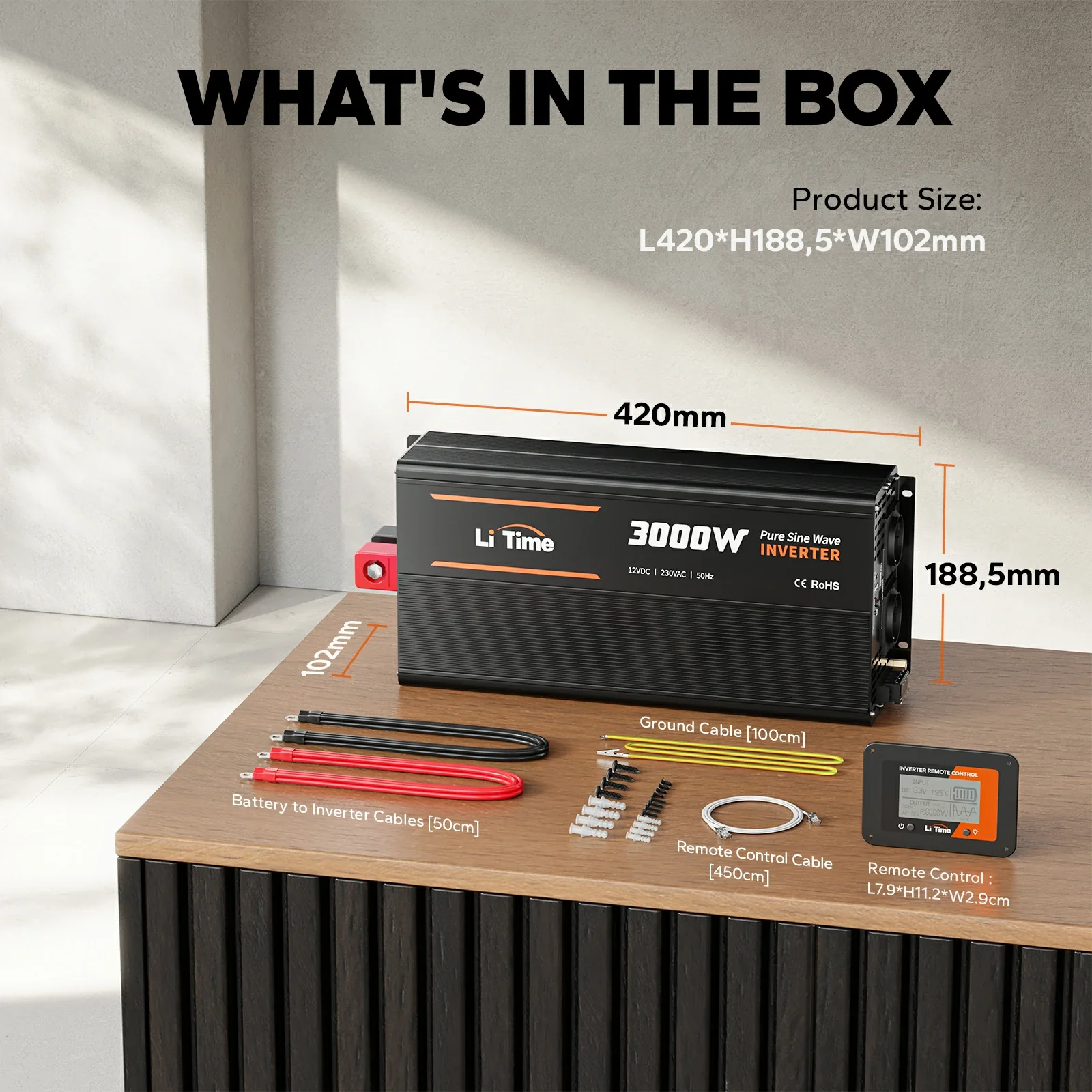 LiTime 3000W Reiner Sinsuswellen Wechselrichter 12VDC zu 230VAC Konverter - Image 11