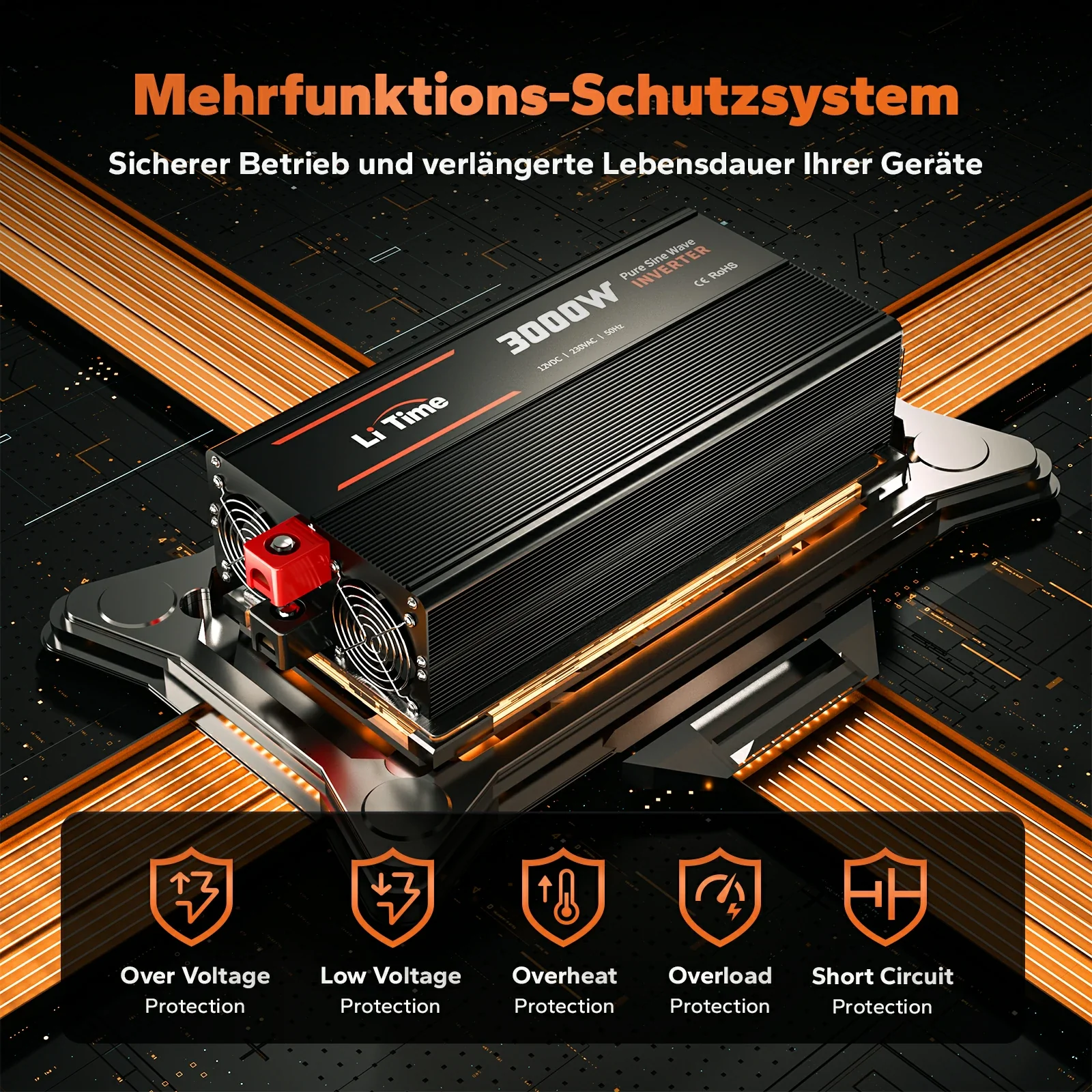 LiTime 3000W Reiner Sinsuswellen Wechselrichter 12VDC zu 230VAC Konverter - Image 5