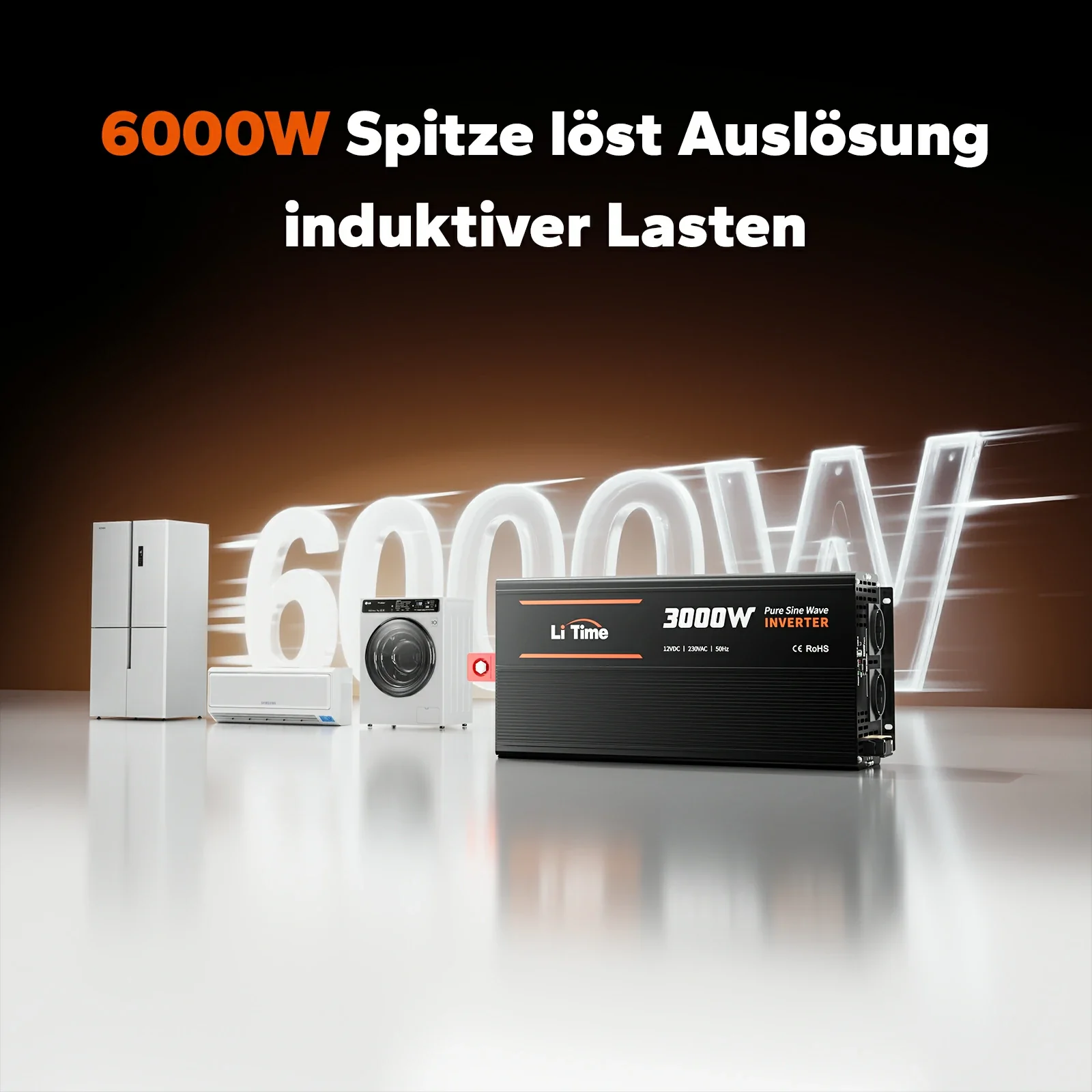 LiTime 3000W Reiner Sinsuswellen Wechselrichter 12VDC zu 230VAC Konverter - Image 8