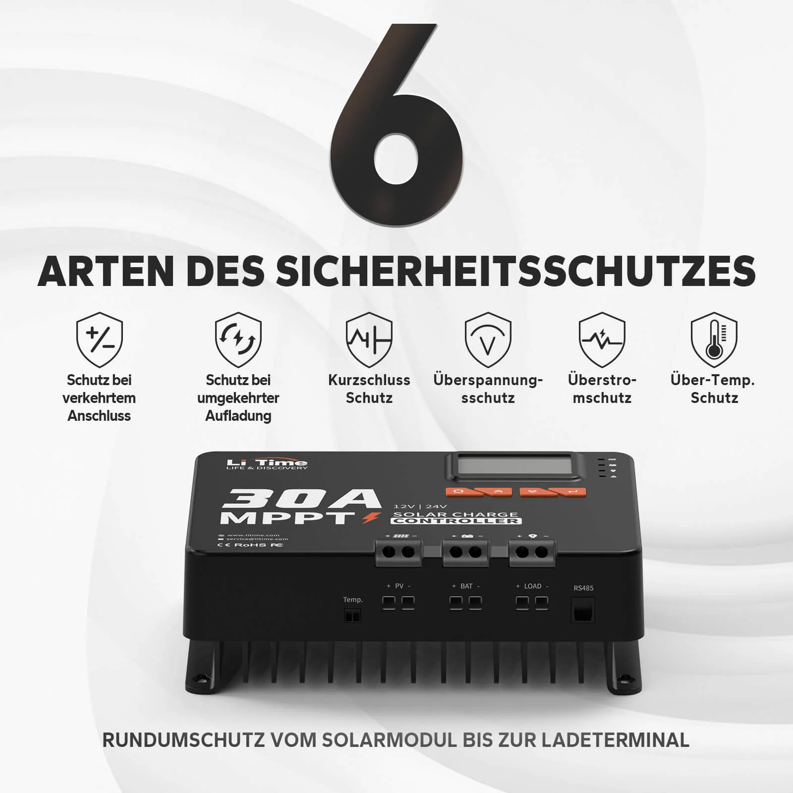 LiTime 30A MPPT 12V/24V Solarladeregler mit integriertem Bluetooth - Image 6