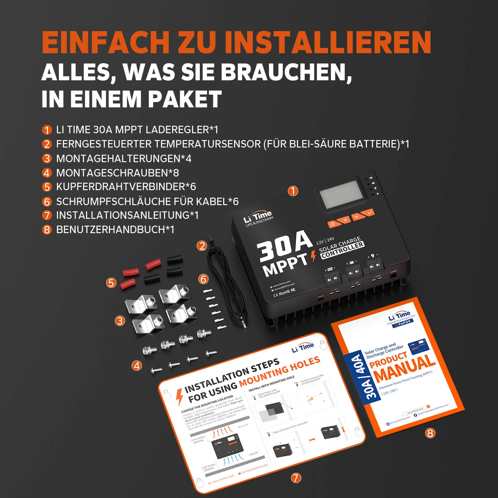 LiTime 30A MPPT 12V/24V Solarladeregler mit integriertem Bluetooth - Image 8