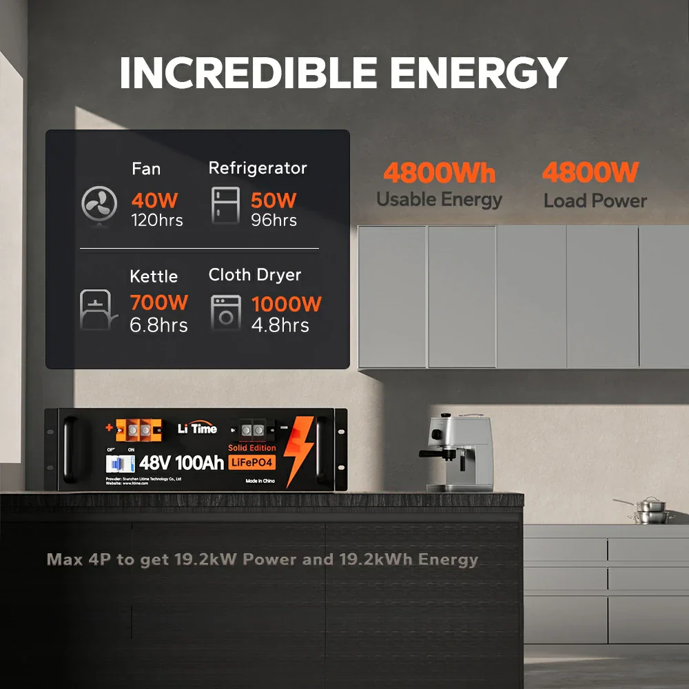 LiTime 48V 100Ah LiFePO4 Deep Cycle Lithium Batterie - Image 4