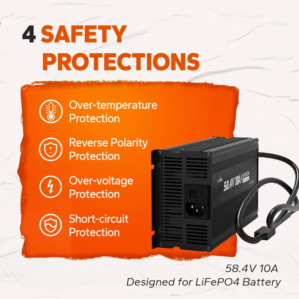 LiTime 58,4V 10A LiFePO4 Batterieladegerät für 51.2V LiFePO4 Batterie, mit intelligenter 0V-Ladefunktion - Image 3