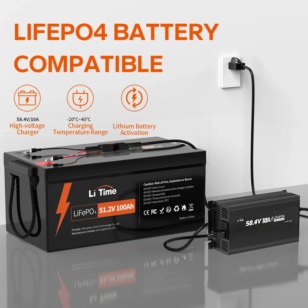 LiTime 58,4V 10A LiFePO4 Batterieladegerät für 51.2V LiFePO4 Batterie, mit intelligenter 0V-Ladefunktion - Image 7