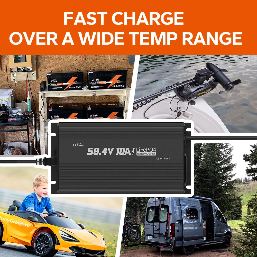 LiTime 58,4V 10A LiFePO4 Batterieladegerät für 51.2V LiFePO4 Batterie, mit intelligenter 0V-Ladefunktion - Image 8