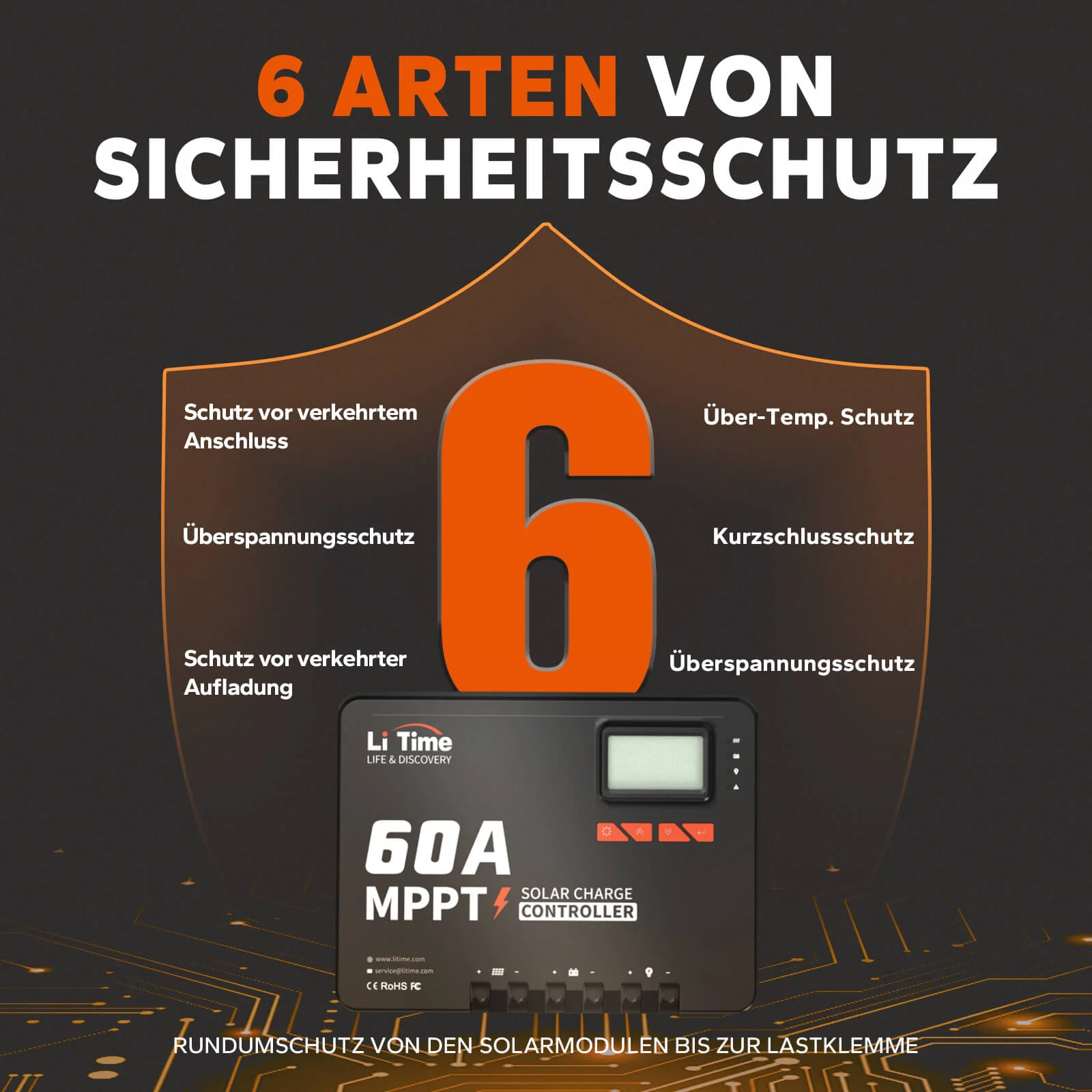 LiTime 60A MPPT 12V/24V/36V/48V Auto DC Input Solarladeregler mit Bluetooth Adapter - Image 7